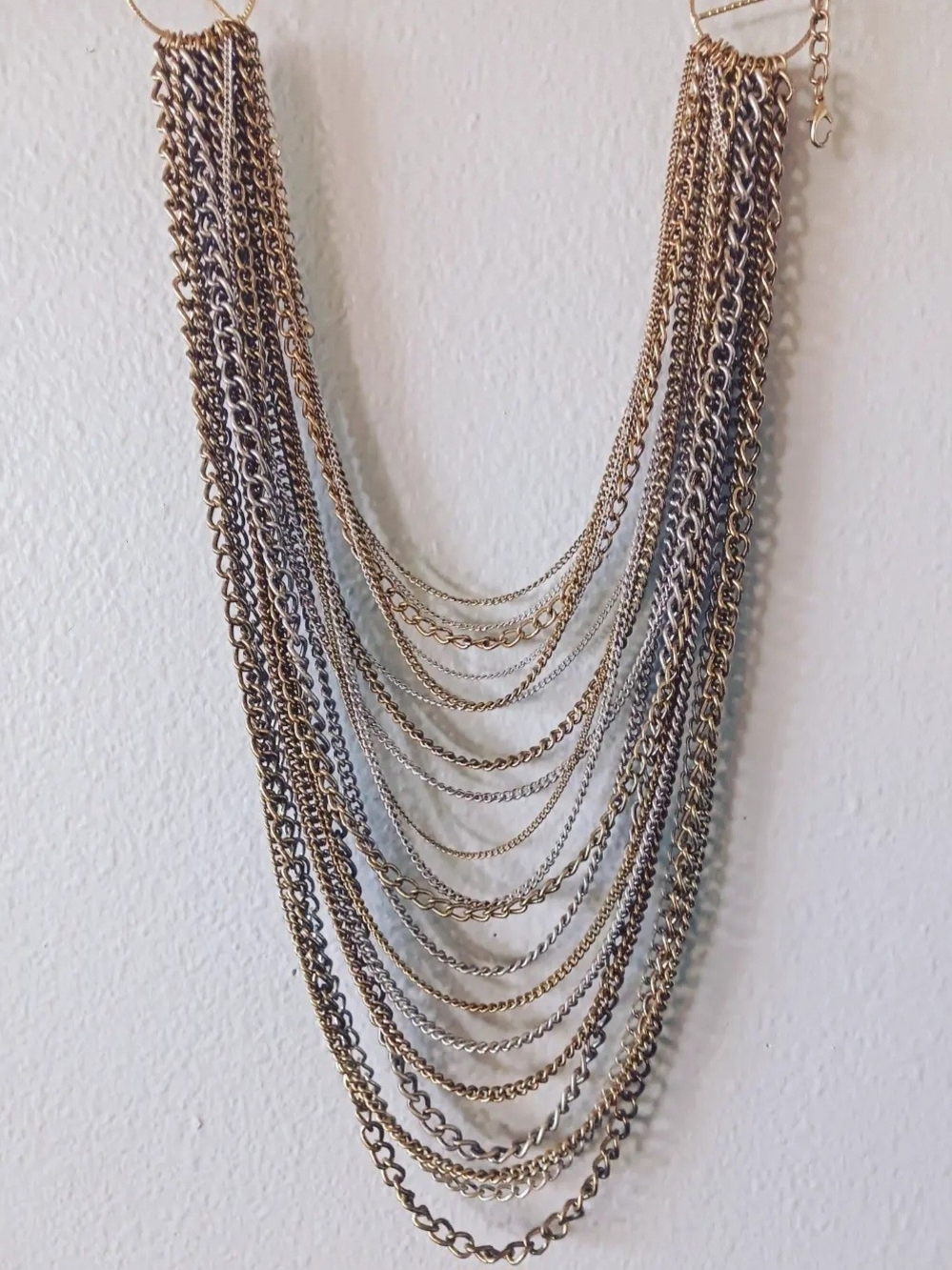 Multi-Row Gold and Silver Layered Necklace